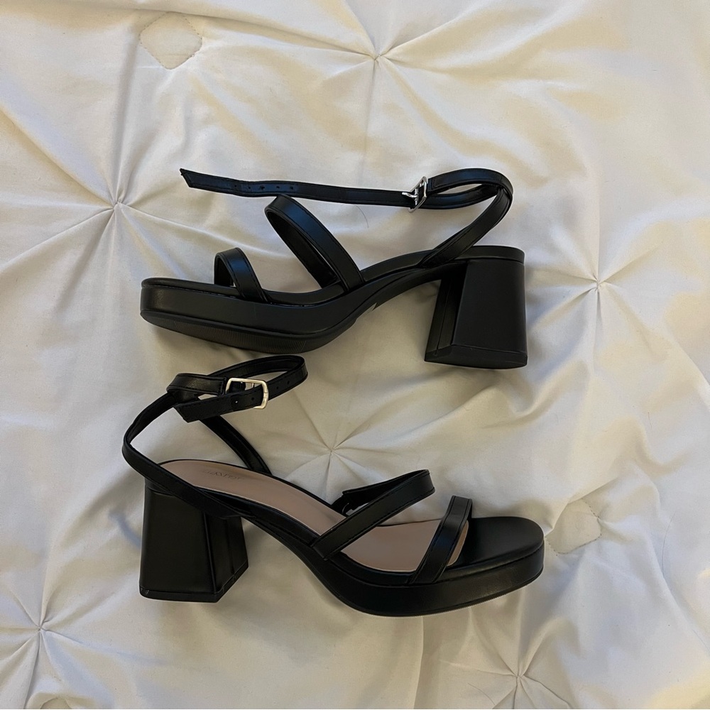Harlow Elegant Black Platform Strappy Heel Sandals